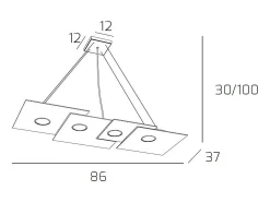 Outlet Plate Sospensione 4 Luci Rettangolare Sabbia Marru00f3n