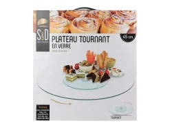 The Home Deco Factory Plato giratorio de cristal de 45 cm Transparente New