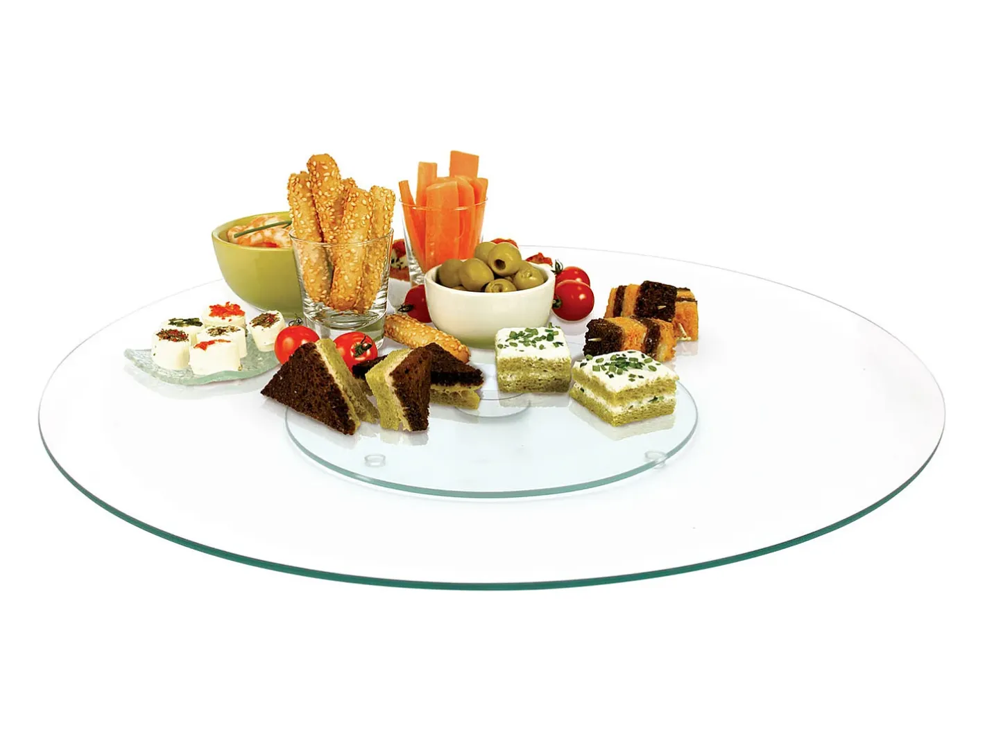 The Home Deco Factory Plato giratorio de cristal de 45 cm Transparente New