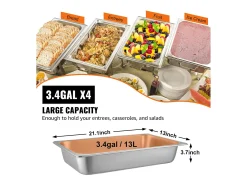 Clearance Plato, SucceBuy - Sartén Vaporera de Acero Inoxidable de 10,1 CM de Profundidad con Tapa, 13 L, Antiatasco, Paquete de 4