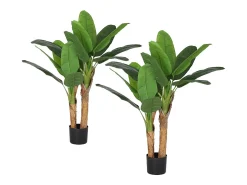 Planta Artificial-Plátano artificial de 2 piezas, con maceta y musgo artificial, plástico, (17x17x120 cm) Verde