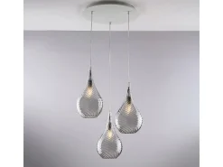 New Pluvia Lámpara colgante de hierro con cristal pyrex 3 luces 141 Ø50 BL264-S3-GR Gris