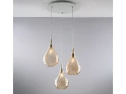 Pluvia Lámpara colgante de hierro con cristal pyrex ámbar 3 luces 141 Ø50 BL264-S3-AM Amarillo