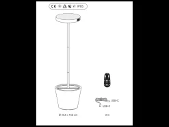 Discount Poldina Reverso Solar L - Lámpara de pie LED solar y recargable 11,7W - Lámpara de pie para exterior e interior H.156cm Negro