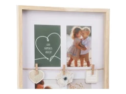 Portafotos con clips para decoración natural/ 43,5x31,3x2,7 cm Blanco