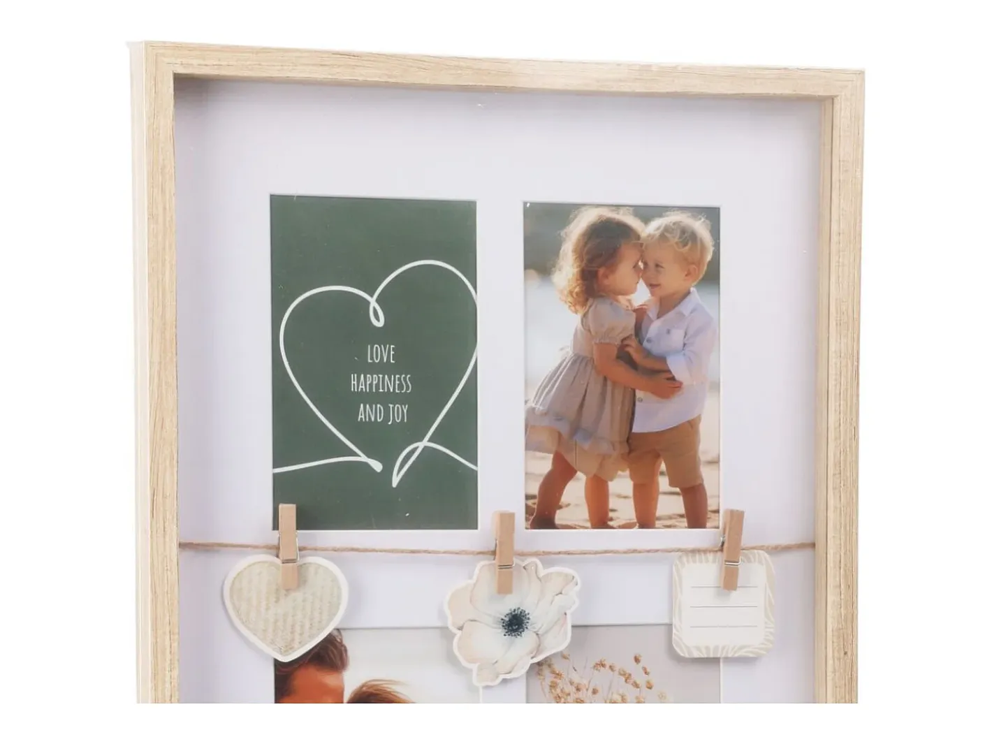 Portafotos con clips para decoración natural/ 43,5x31,3x2,7 cm Blanco