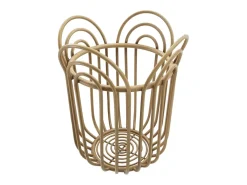 Discount Portamacetas redondo de metal y ratán bambú trenzado Panama Beige