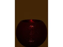 J-Line Portavelas bola agrietada cristal brillante Alt. 16 cm Rojo