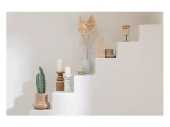 Discount J-Line Portavelas de cerámica beige 9x7x10 cm Color natural claro