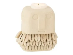 Discount J-Line Portavelas de cerámica beige 9x7x10 cm Color natural claro