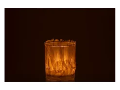 J-Line Portavelas de vidrio - Plumas 8x8x10 cm Crema Outlet