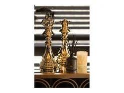 J-Line Portavelas de vidrio - Plumas 8x8x10 cm Crema Outlet