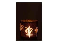 Clearance J-Line Portavelas de vidrio marrón 15x15x15 cm Marru00f3n