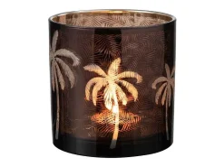 Clearance J-Line Portavelas de vidrio marrón 15x15x15 cm Marru00f3n