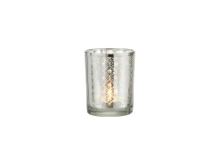 J-Line Portavelas de vidrio 10x10x12.5 cm Plateado Hot