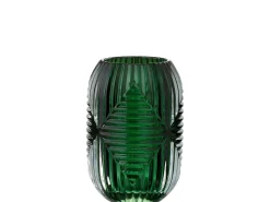 Clearance J-Line Portavelas de vidrio 9x9x13 cm Verde