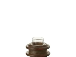 J-Line Portavelas estilo bobina de madera marrón 12x12x9 cm Marru00f3n Sale