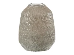 J-Line Portavelas irregular de vidrio 14x14x20cm Gris New