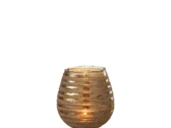 Discount J-Line Portavelas redondo de vidrio marrón de 17x17x18 cm Marru00f3n