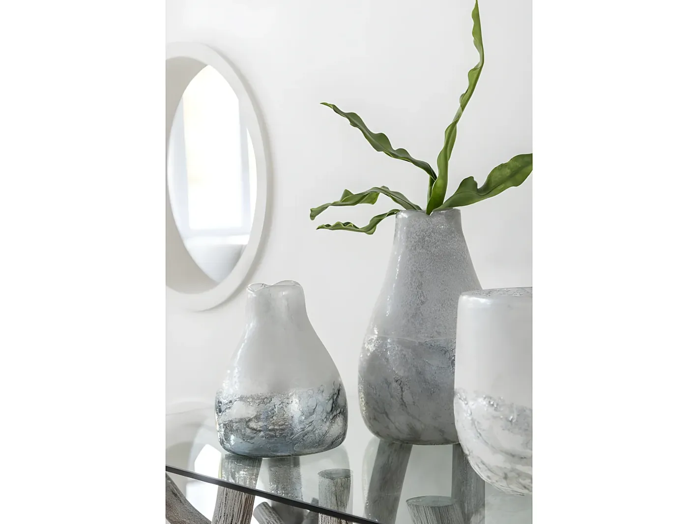 Hot J-Line Portavelas scavo cristal Alt. 22 cm Gris