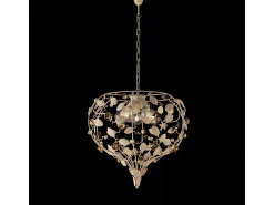 Lámpara Suspendida-Preciosa lámpara de araña en hierro lacado marfil decape 5 luces 125 Ø68 BL196-5-AV Dorado