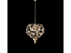 Lámpara Suspendida-Preciosa lámpara de araña en hierro lacado marfil decape 3 luces 113 Ø49 BL196-3-AV Dorado
