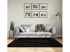 Online Garden Furniture Prolenta Premium - Alfombra de pelo corto suave lavable HUARTE 160x160 cm Negro