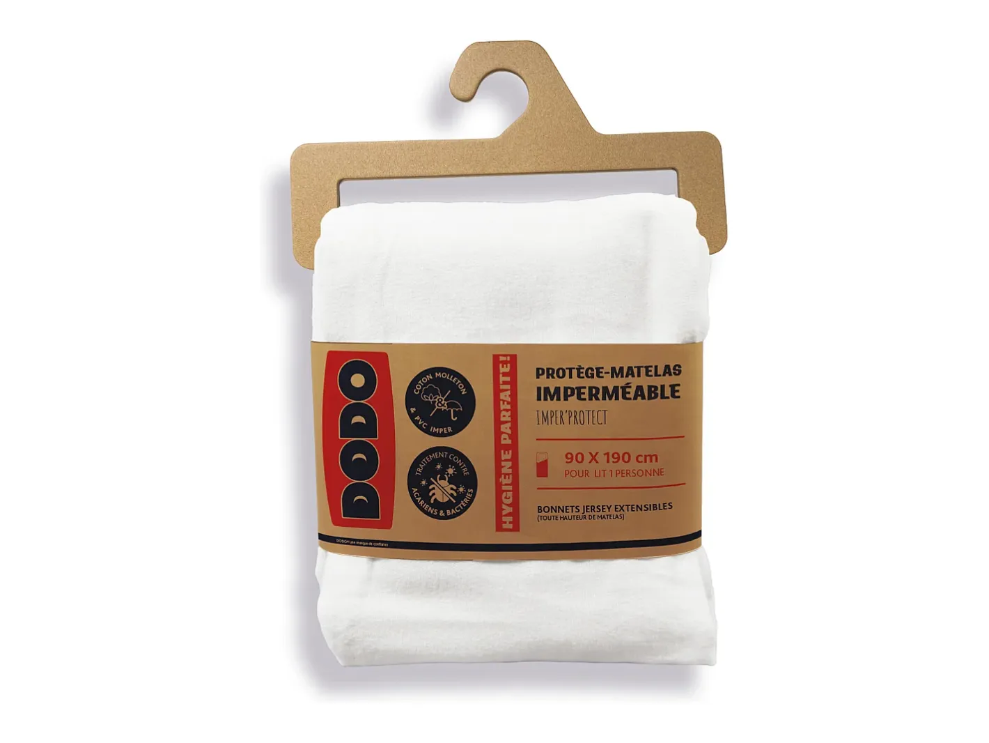 DODO Ropa De Cama-Protector de colchón impermeable y antiácaros, 90 x 190 cm, IMPER PROTECT Blanco