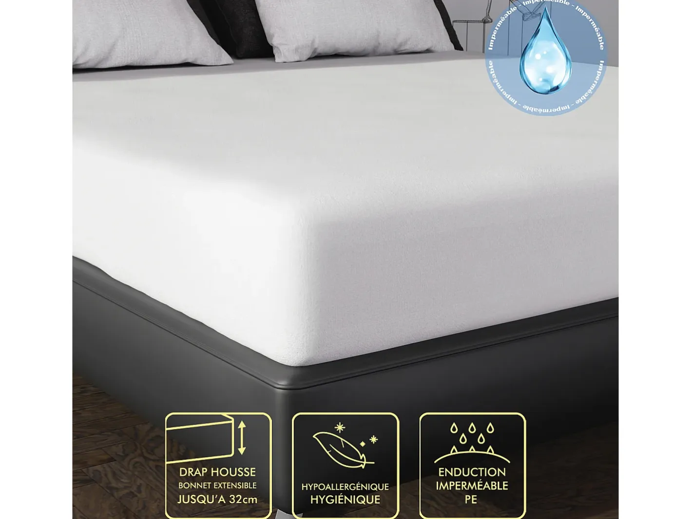 Soleil d'ocre Protector de colchón impermeable 140X200 cm ESPONJA, por Blanco New
