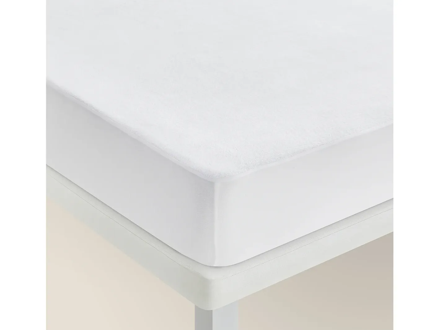 PIKOLIN Protector de colchón 140x196cm| HOME| Algodón Rizo| 32cm Blanco