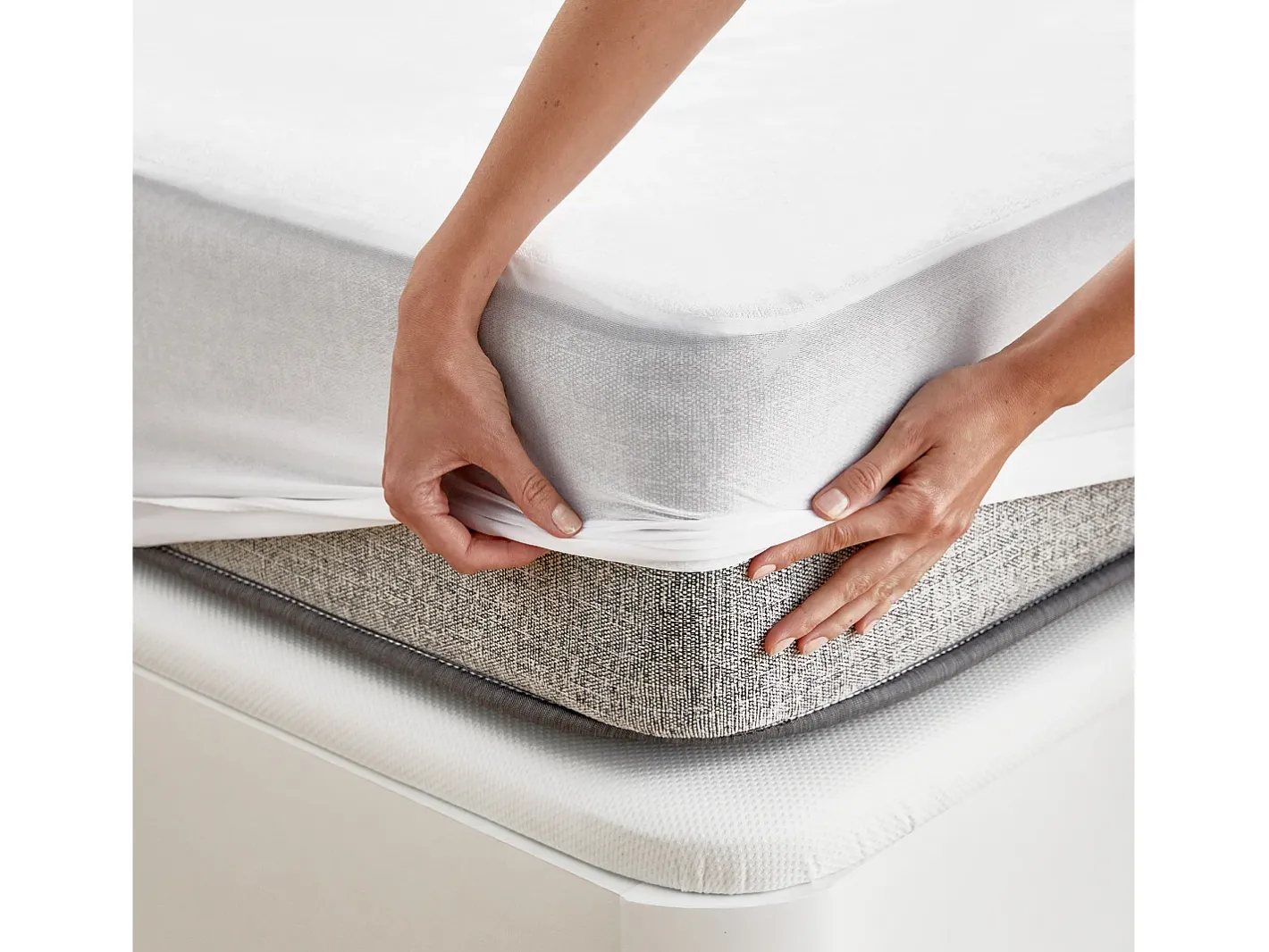 PIKOLIN Protector de colchón 140x196cm| HOME| Algodón Rizo| 32cm Blanco
