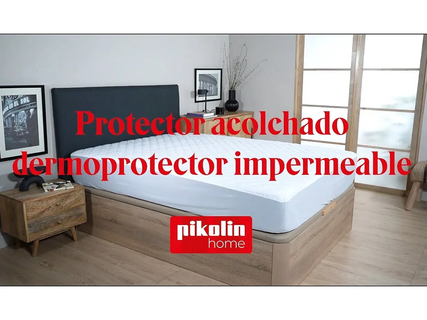 PIKOLIN Ropa De Cama-Protector de colchón 135x196cm| HOME| Aloe Vera| Hasta 32cm Blanco