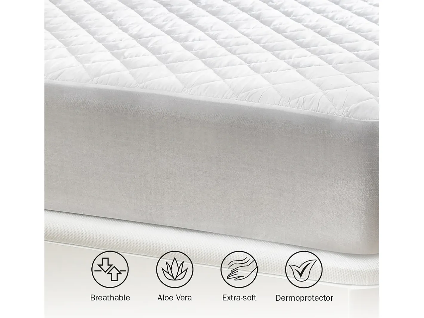 PIKOLIN Protector de colchón 90x196cm| HOME| Aloe Vera| Hasta 32cm Blanco Best