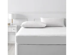 PIKOLIN Ropa De Cama-Protector de colchón 135x196cm| HOME| Algodón Rizo| 32cm Blanco