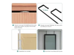 DripeX Espejo De Pared|Espejo-Puerta de la pared colgante de espejo 110x33cm, longitud del espejo completo en vidrio templado con 2 ganchos de suspensión para puerta, altura ajustable - Negro