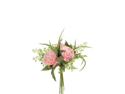 J-Line Ramo de tulipanes y helechos de plástico 28x13x27 cm Rosa Best