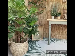 OZAIA Planta Artificial-Árbol artificial tipo palmera con tronco natural RHAPIS Verde
