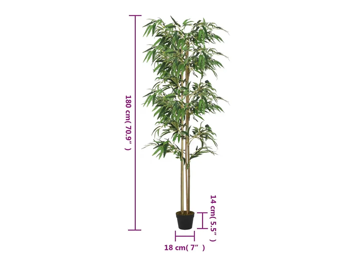 Online Árbol de bambú artificial con 1216 hojas 180 cm ES638102 Verde