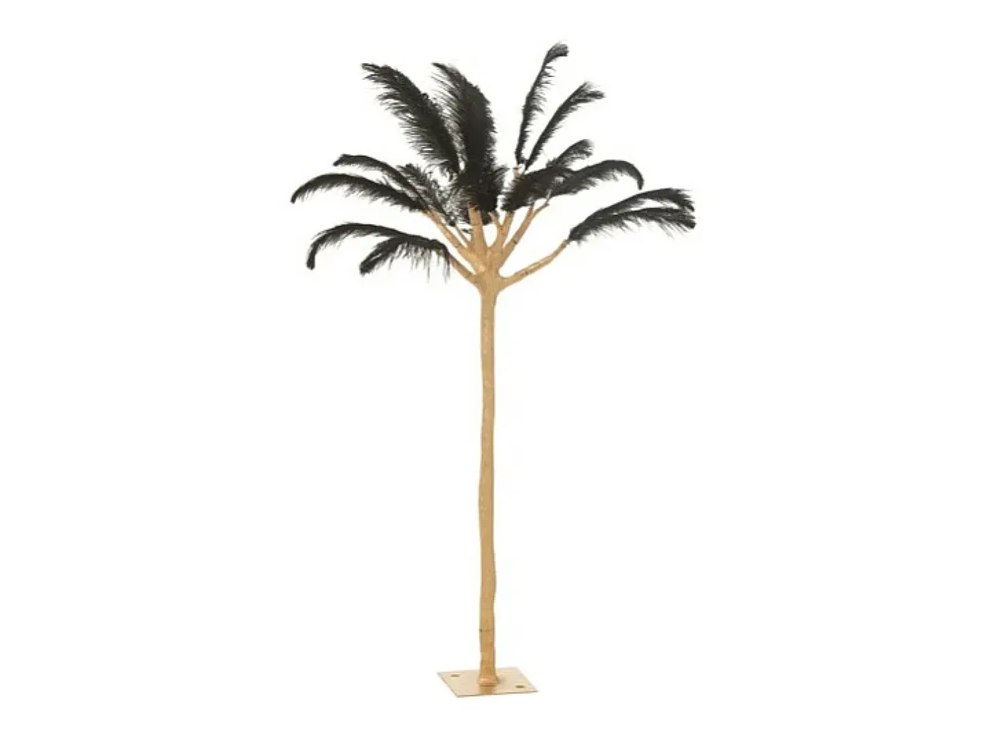 J-Line Planta Artificial-Árbol de plumas de acero dorado y 90x90x120 cm Negro