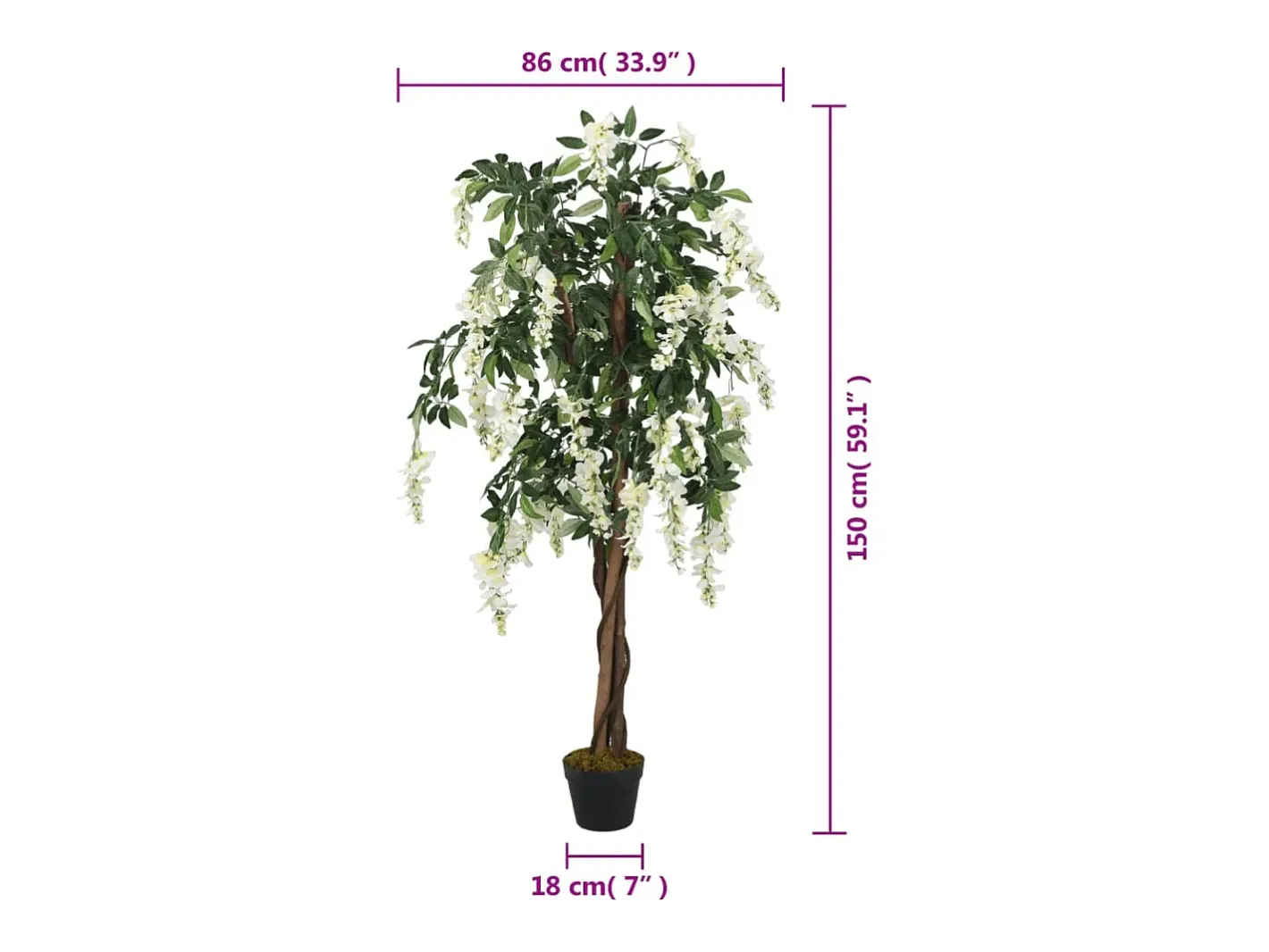 Discount Árbol de wisteria artificial 840 hojas y blanco 150 cm ES365429 Verde