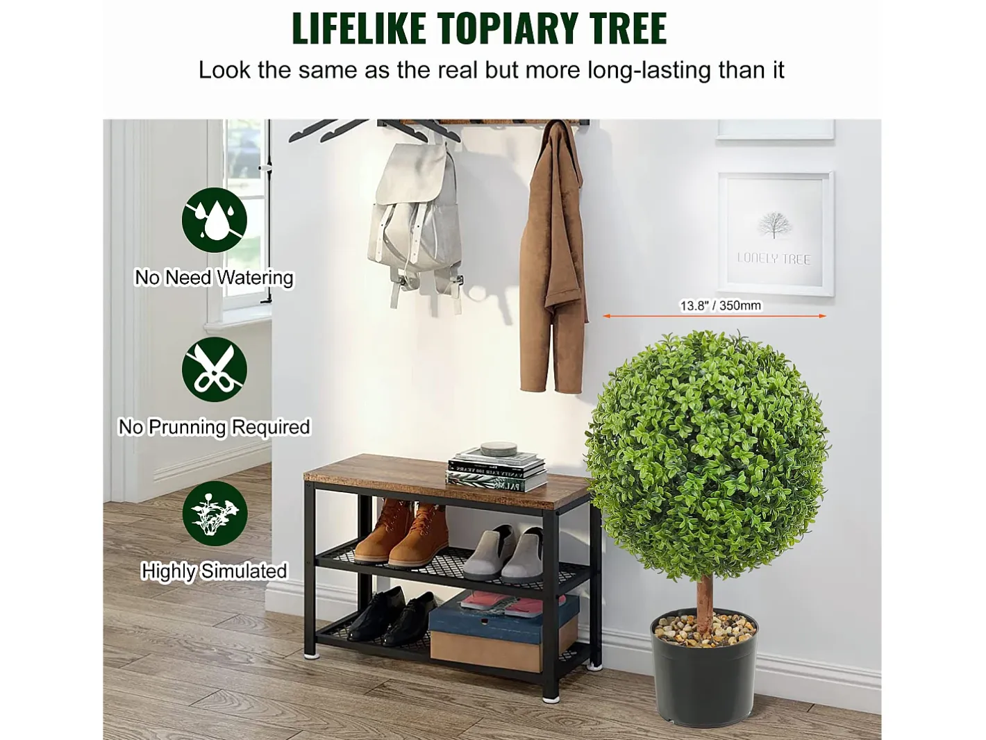 Árbol Topiario Artificial SucceBuy Árbol Topiario Artificial de 2 Pies, Planta Falsa, Hojas Reemplazables, Decoración Del Hogar. Verde Online