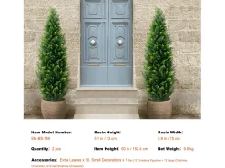 Clearance Árboles Artificiales, SucceBuy - Paquete de 2 Topiarios Artificiales de Cedro de 150 CM, Resistentes a Los Rayos UV para Decoración de Interiores y Exteriores Verde