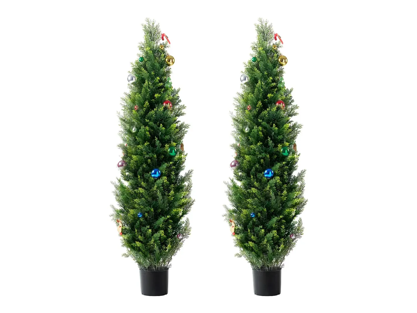 Clearance Árboles Artificiales, SucceBuy - Paquete de 2 Topiarios Artificiales de Cedro de 150 CM, Resistentes a Los Rayos UV para Decoración de Interiores y Exteriores Verde