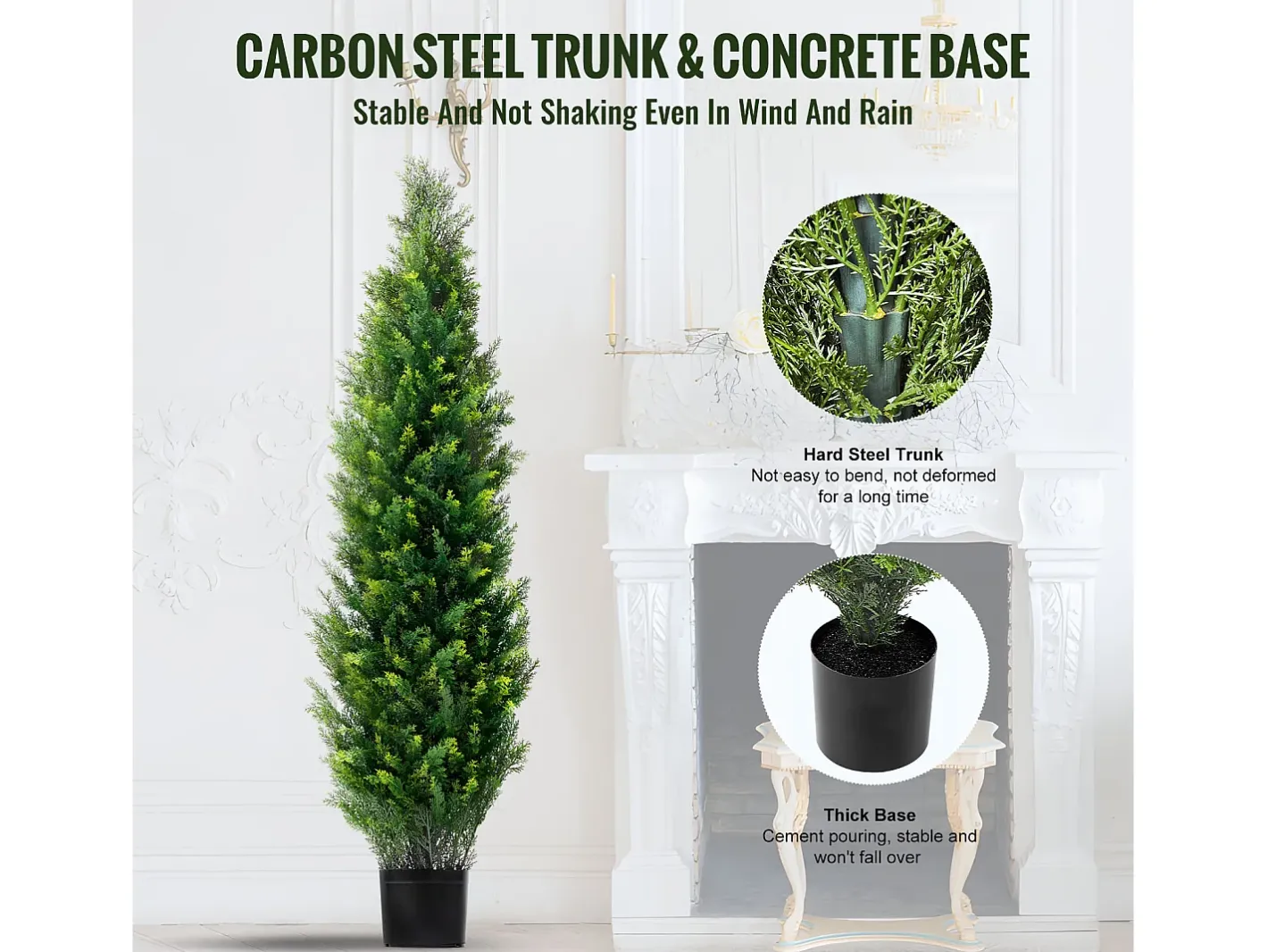 Clearance Árboles Artificiales, SucceBuy - Paquete de 2 Topiarios Artificiales de Cedro de 150 CM, Resistentes a Los Rayos UV para Decoración de Interiores y Exteriores Verde