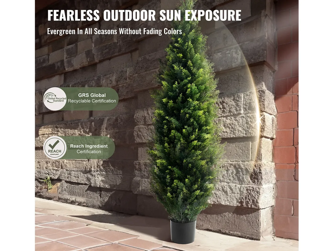 Clearance Árboles Artificiales, SucceBuy - Paquete de 2 Topiarios Artificiales de Cedro de 150 CM, Resistentes a Los Rayos UV para Decoración de Interiores y Exteriores Verde