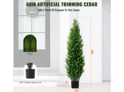 Clearance Árboles Artificiales, SucceBuy - Paquete de 2 Topiarios Artificiales de Cedro de 150 CM, Resistentes a Los Rayos UV para Decoración de Interiores y Exteriores Verde