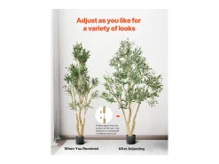 Planta Artificial-Árboles Artificiales SucceBuy Árbol Artificial de 180 cm, Planta Decorativa de PE con Maceta Negra, Tronco y Follaje Realistas, Ideal para Oficina, Salón Verde