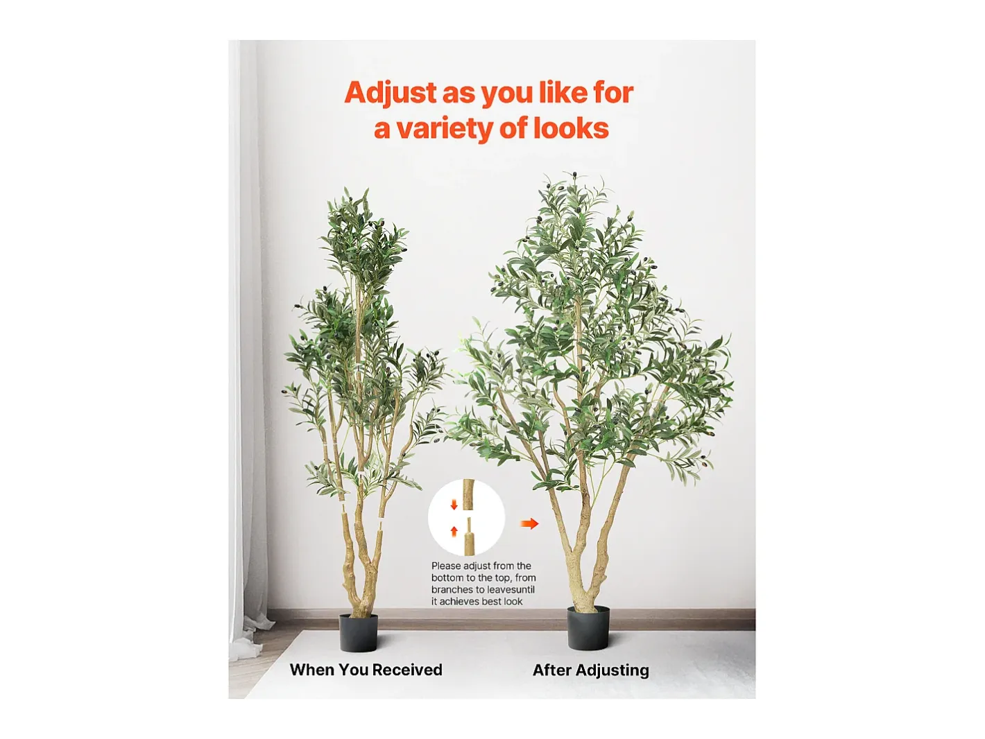 Planta Artificial-Árboles Artificiales SucceBuy Árbol Artificial de 180 cm, Planta Decorativa de PE con Maceta Negra, Tronco y Follaje Realistas, Ideal para Oficina, Salón Verde