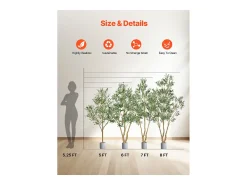 Planta Artificial-Árboles Artificiales SucceBuy Árbol Artificial de 180 cm, Planta Decorativa de PE con Maceta Negra, Tronco y Follaje Realistas, Ideal para Oficina, Salón Verde