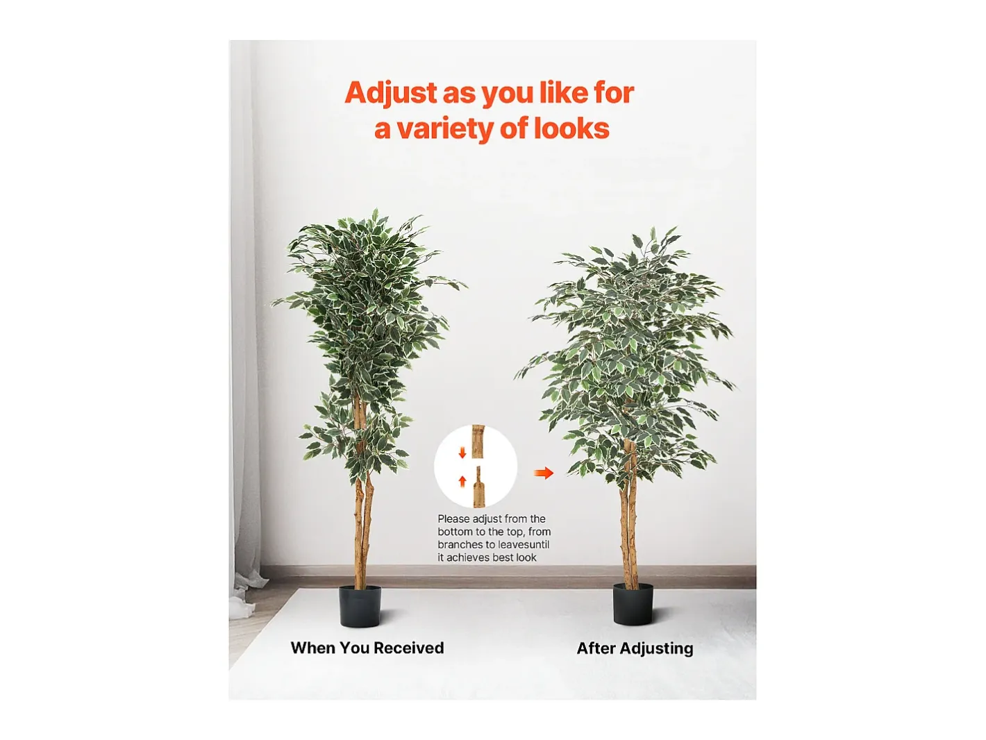 Sale Árboles Artificiales SucceBuy Árbol Artificial de 150 cm, Planta Decorativa de PE con Maceta Negra, Tronco y Follaje Realistas, Ficus Artificial para Oficina Verde